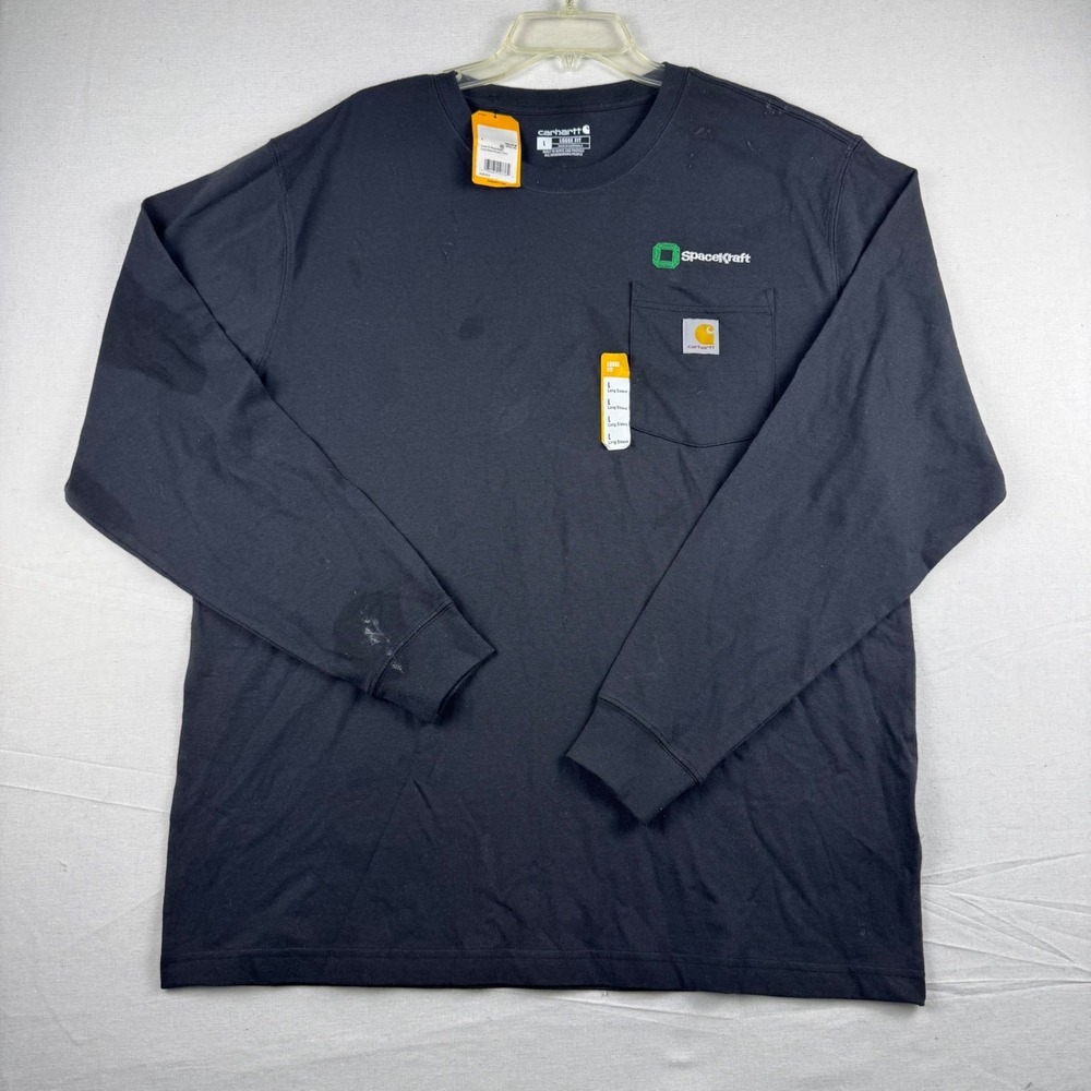 Carhartt Mens K126 Loose Fit Heavyweight Long Sleeve Pocket T-Shirt Black Large